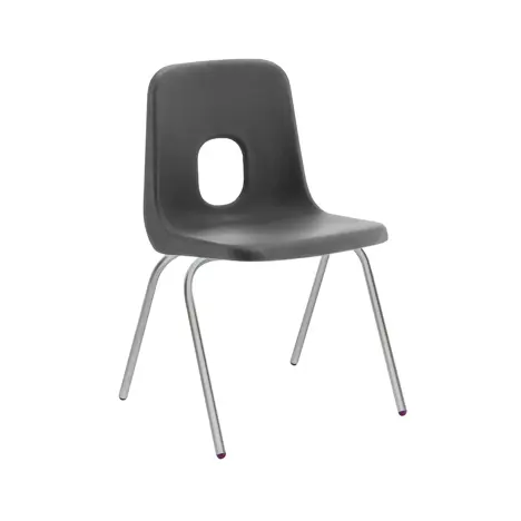 E Series Polypropylene Classroom Chair - 4 Silver Legs - Size EA - Charcoal